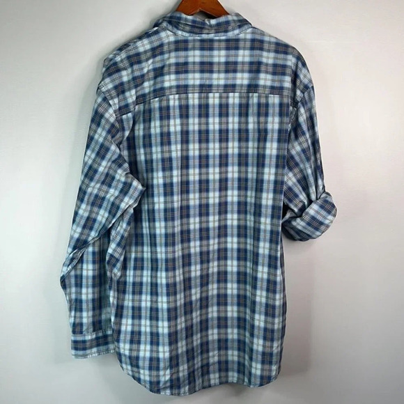 GH BASS Mens Plaid Utility Shirt Blue Adjustable Long Sleeve Size XL - Picture 7 of 11